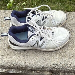 New Balance White and Navy Athletic Shoes